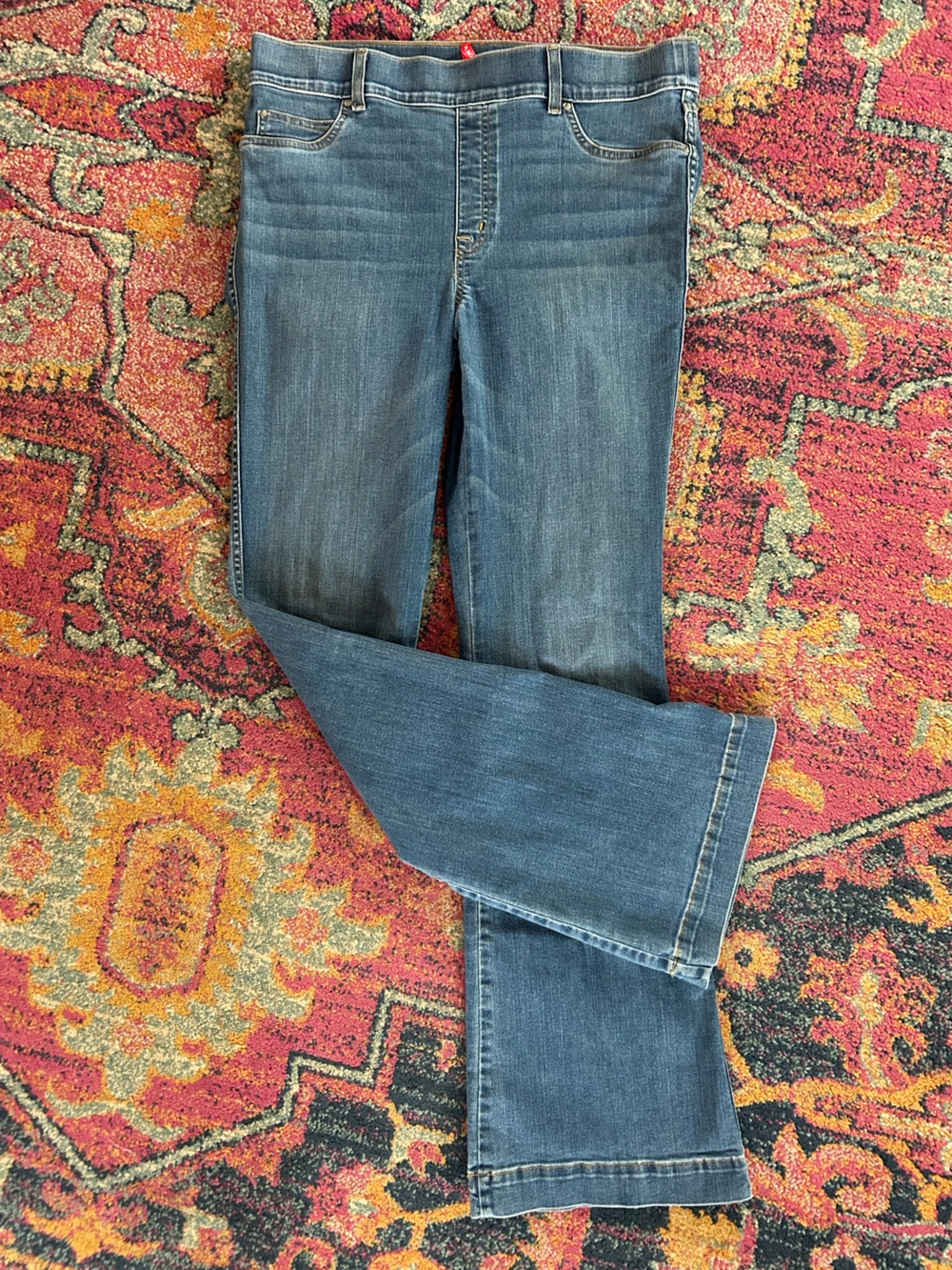 SPANX | Women’s Medium Blue Denim Pull On Flare Leg Shapewear Jeans Size XL - Picture 4 of 15
